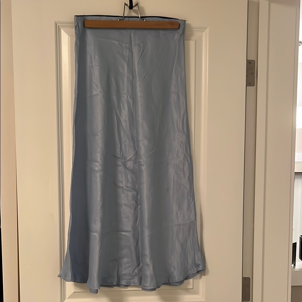 b. young Elegant Blue A-line Satin Skirt